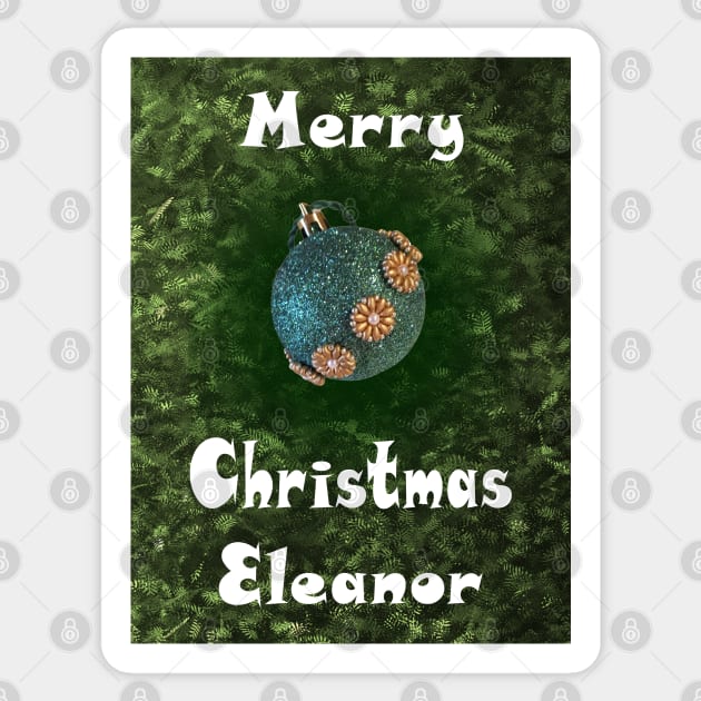 Merry Christmas Eleanor - Green Glitter Ball Ornament with Beaded Flowers :) Sticker by Myriel